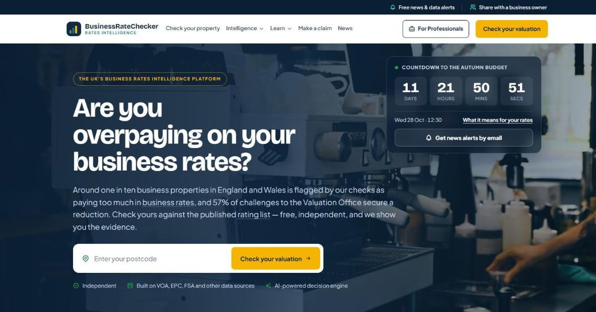 The BusinessRateChecker.com home page